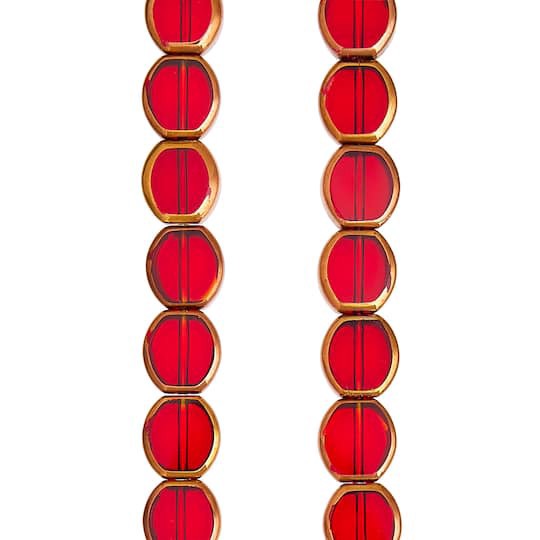 slide 1 of 3, Ruby Table Cut Glass Lentil Beads, 10mm By Bead Landing, 10mm