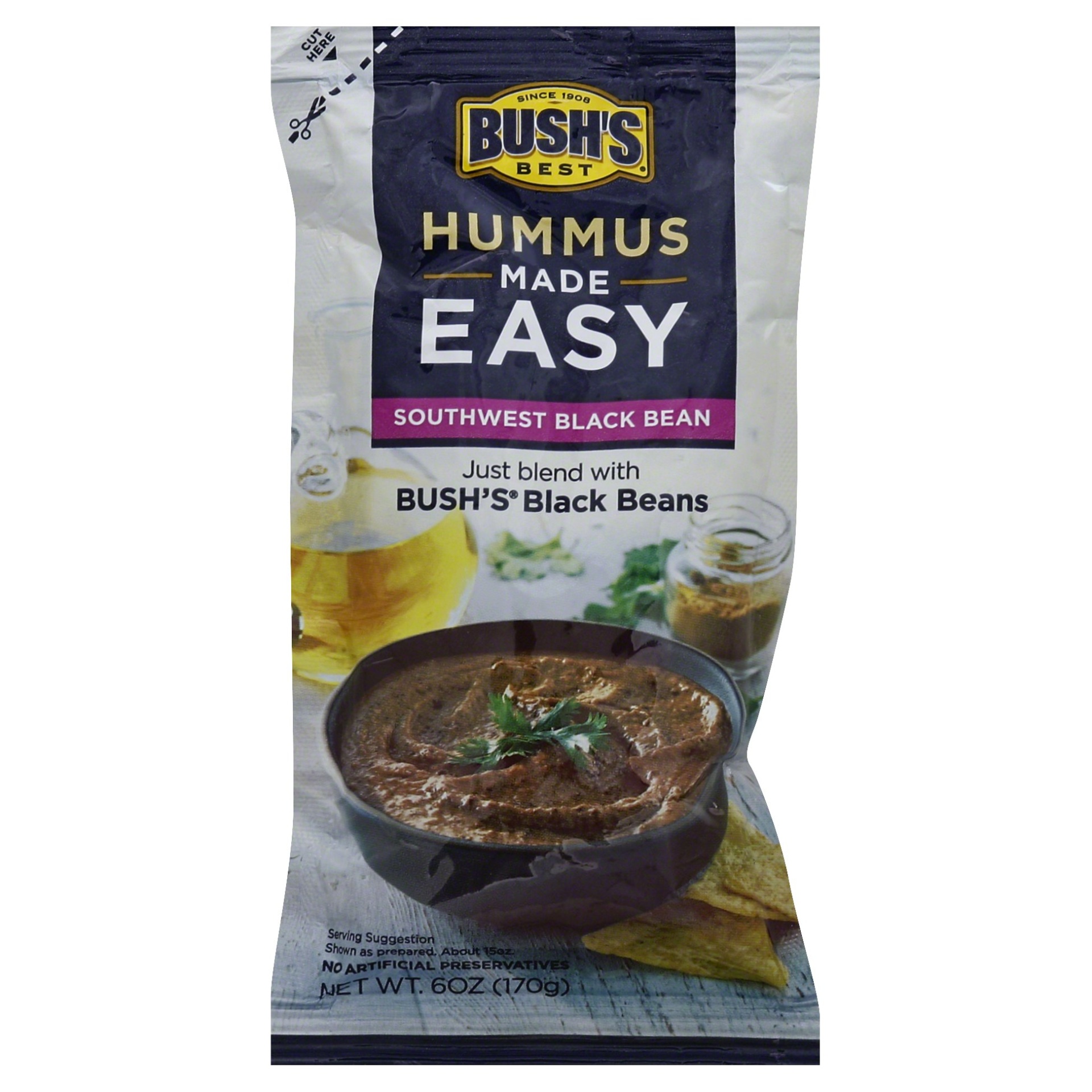 slide 1 of 5, Bush's Best Southwest Black Bean Hummus Made Easy, 6 oz