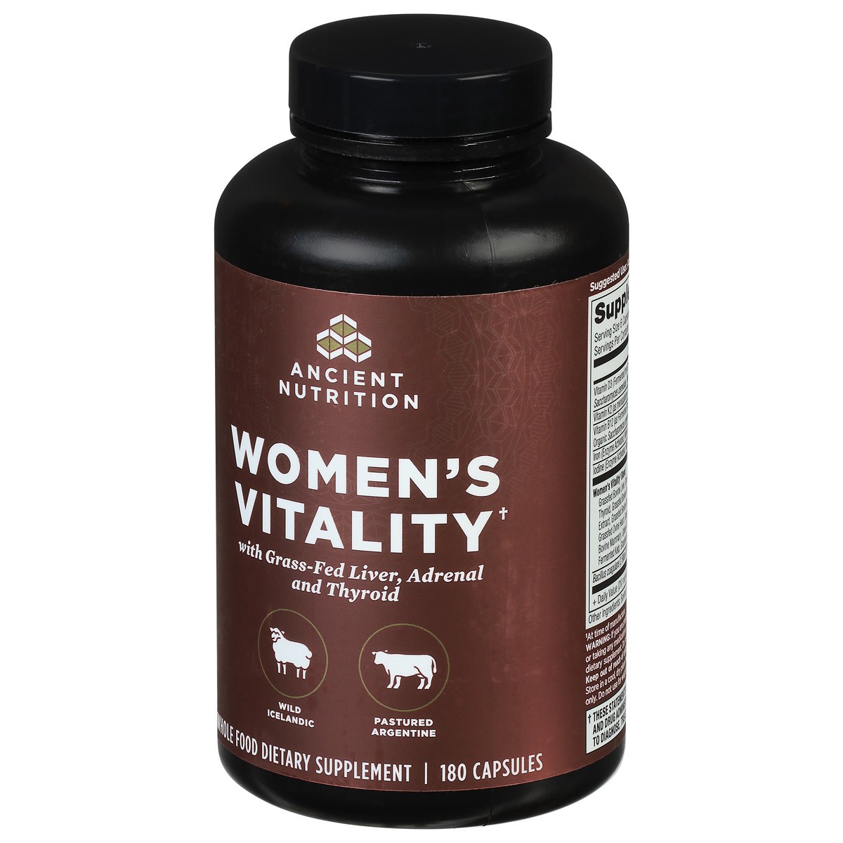 slide 12 of 13, Ancient Nutrition Women's Vitality with Grass-Fed Liver, Adrenal and Thyroid 180 Capsules, 180 ct