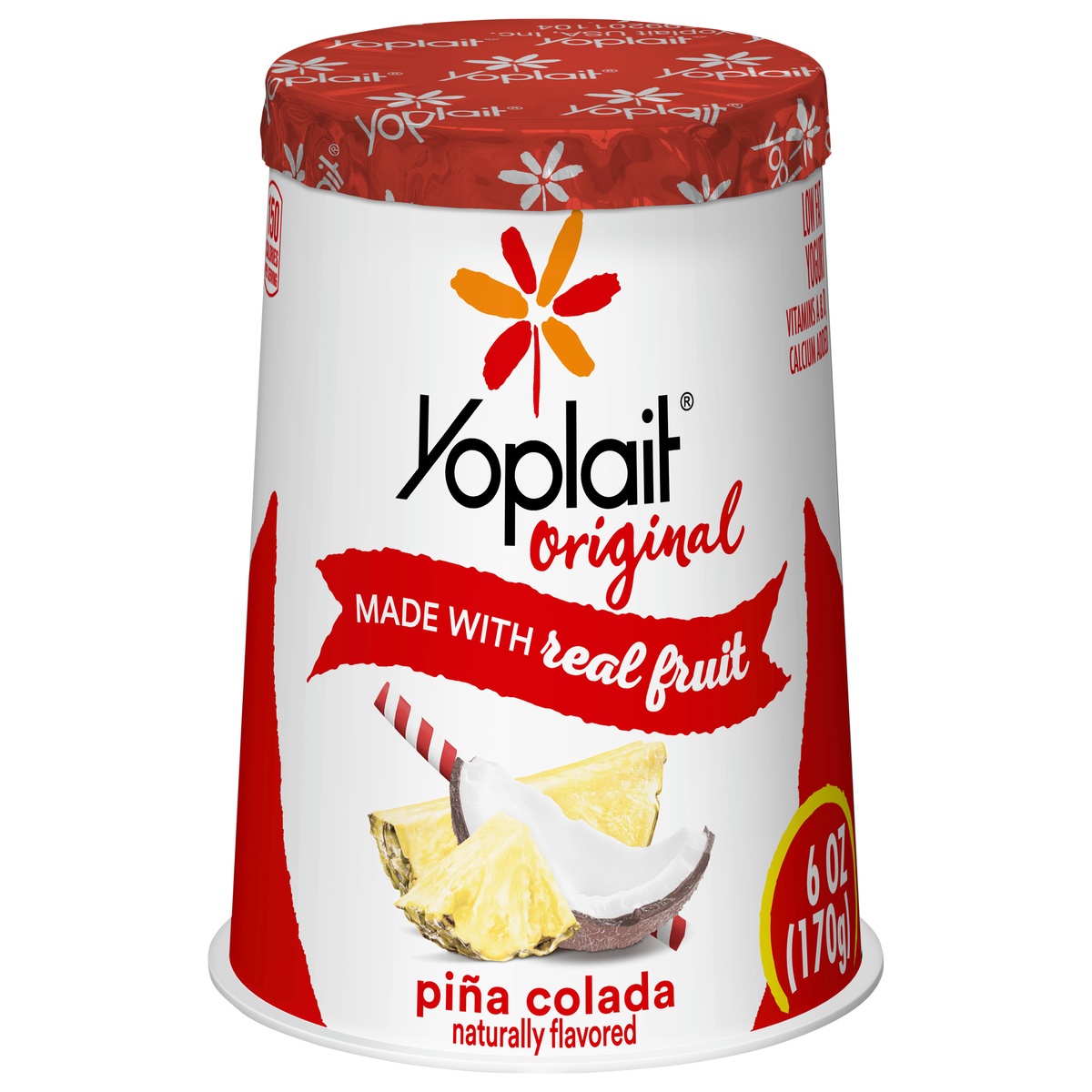 slide 1 of 1, Yoplait Original Yogurt, Low Fat Yogurt, Pina Colada, 6.0 oz, 6 oz