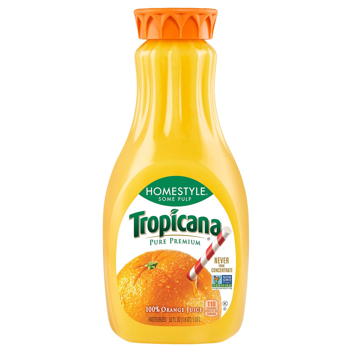 slide 12 of 14, Tropicana Pure Premium Non GMO Orange Fruit Juice, 52 Fl Oz, Bottle, 59 oz