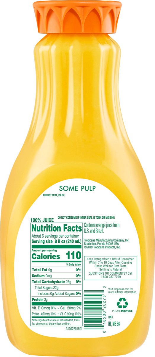slide 9 of 14, Tropicana Pure Premium Non GMO Orange Fruit Juice, , Bottle - 52 fl oz, 59 oz