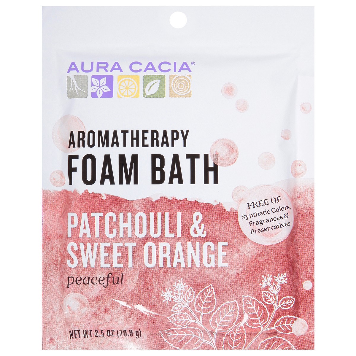 slide 7 of 10, Aura Cacia Patchouli & Sweet Orange Aromatherapy Foam Bath 2.5 oz, 2.5 oz