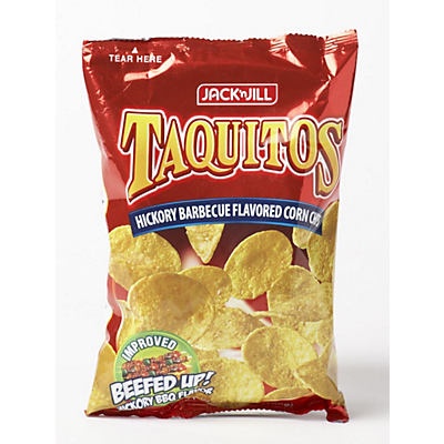 slide 1 of 1, Jack 'n Jill Taquitos Hickory Barbecue Flavored Corn Chips, 3.5 oz