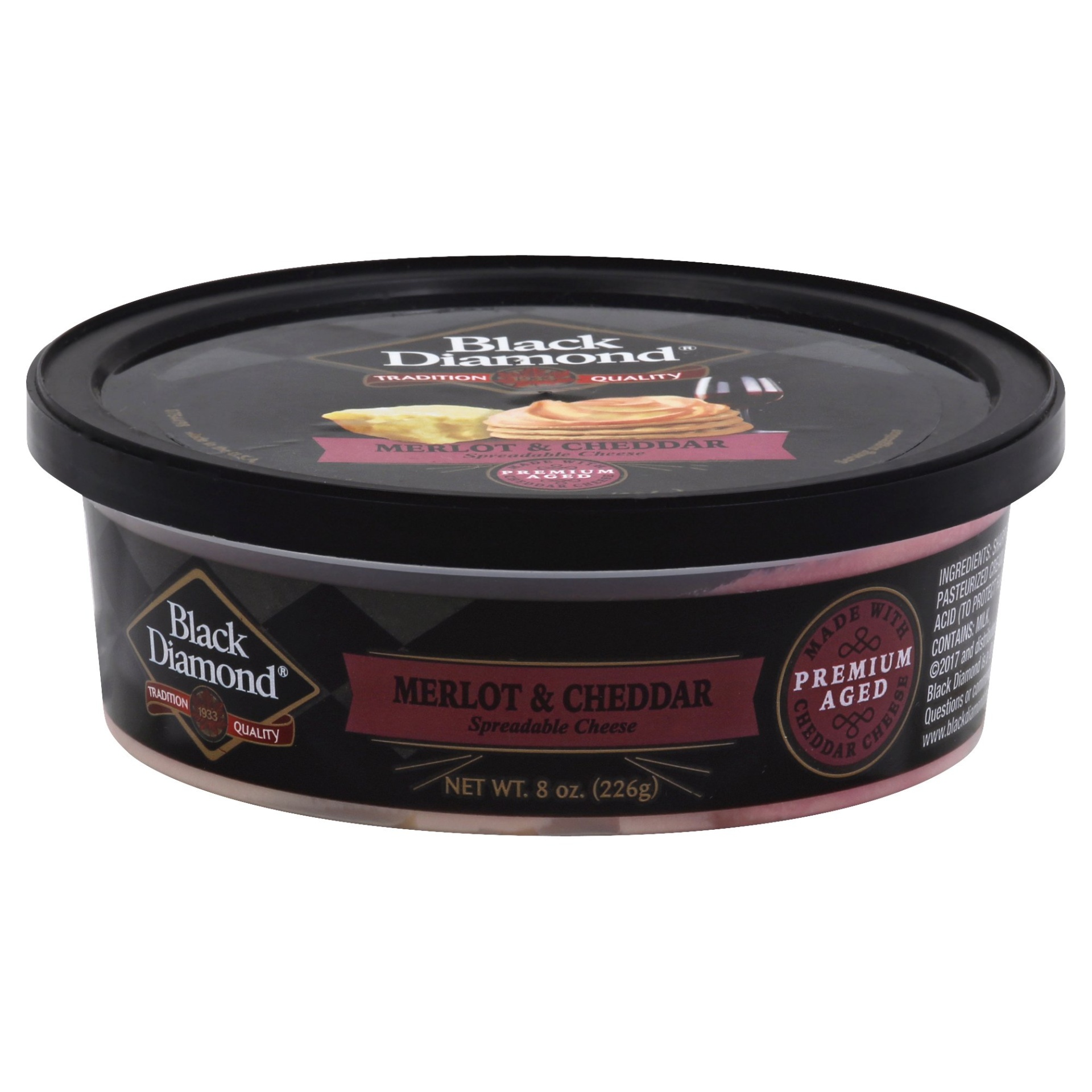 slide 1 of 1, Black Diamond Spreadable Cheese Merlot Cheddar, 8 oz