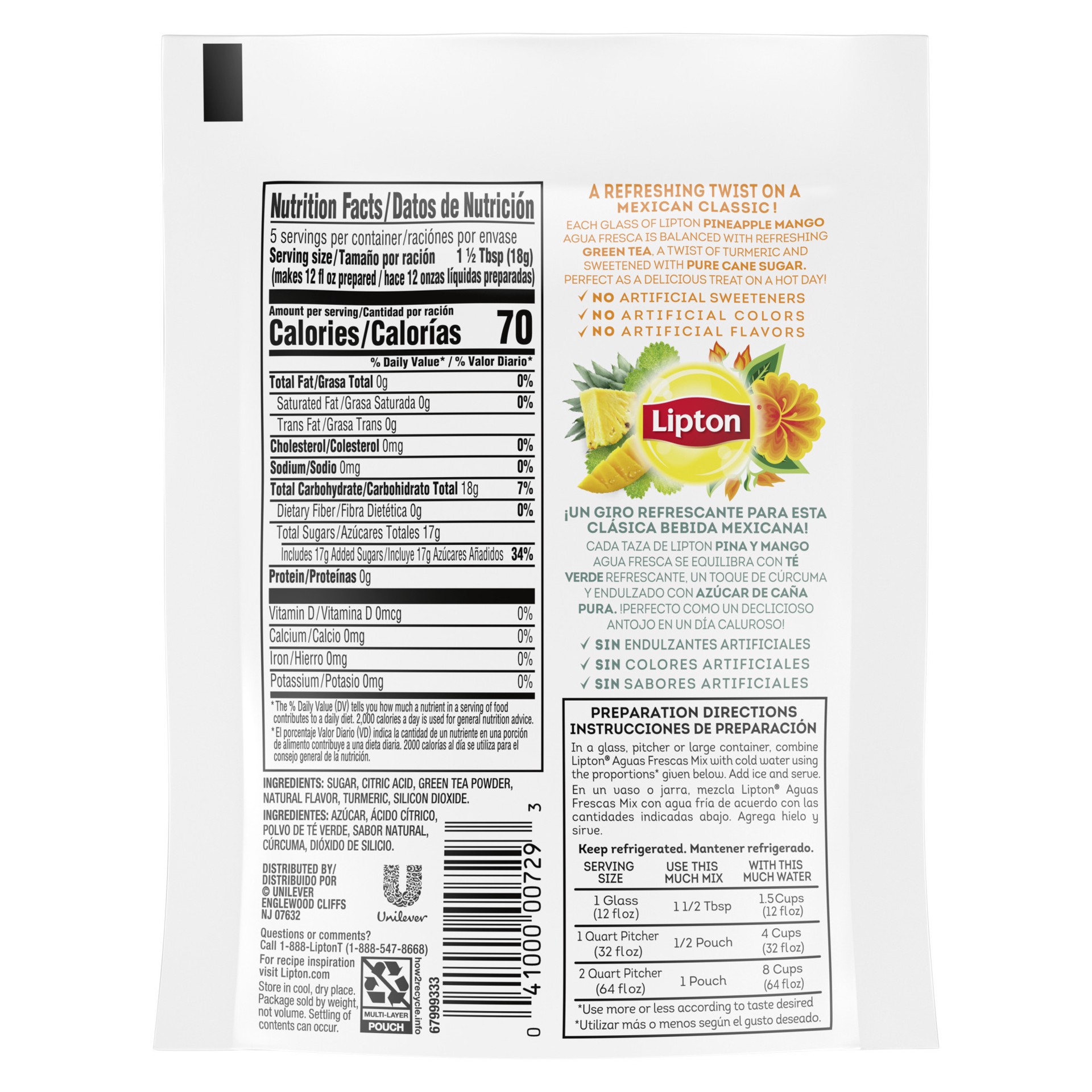 slide 3 of 3, Lipton Af Pineapple Mango Tea - 2 qt, 1 ct