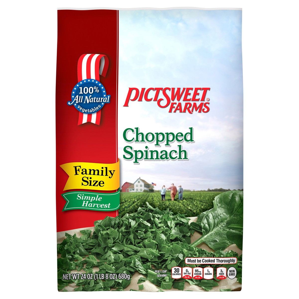 slide 1 of 3, PictSweet Spinach, 24 oz