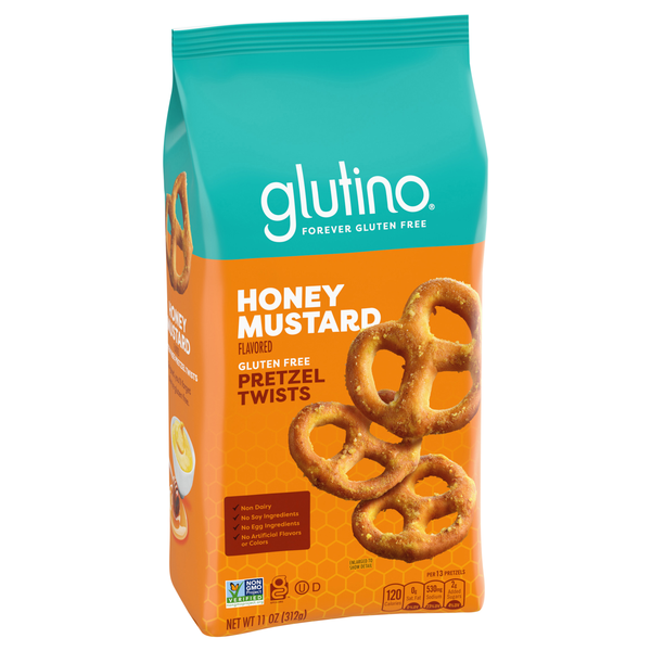 slide 1 of 1, Glutino Pretzels Twists, Gluten Free, Honey Mustard Flavored, 11 oz