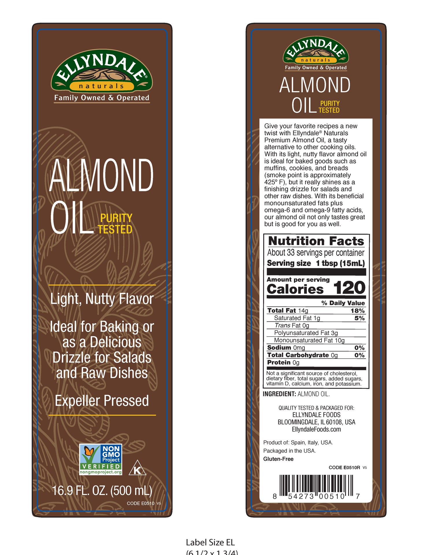 slide 2 of 3, Ellyndale Organic Almond Oil, 16.9 fl oz