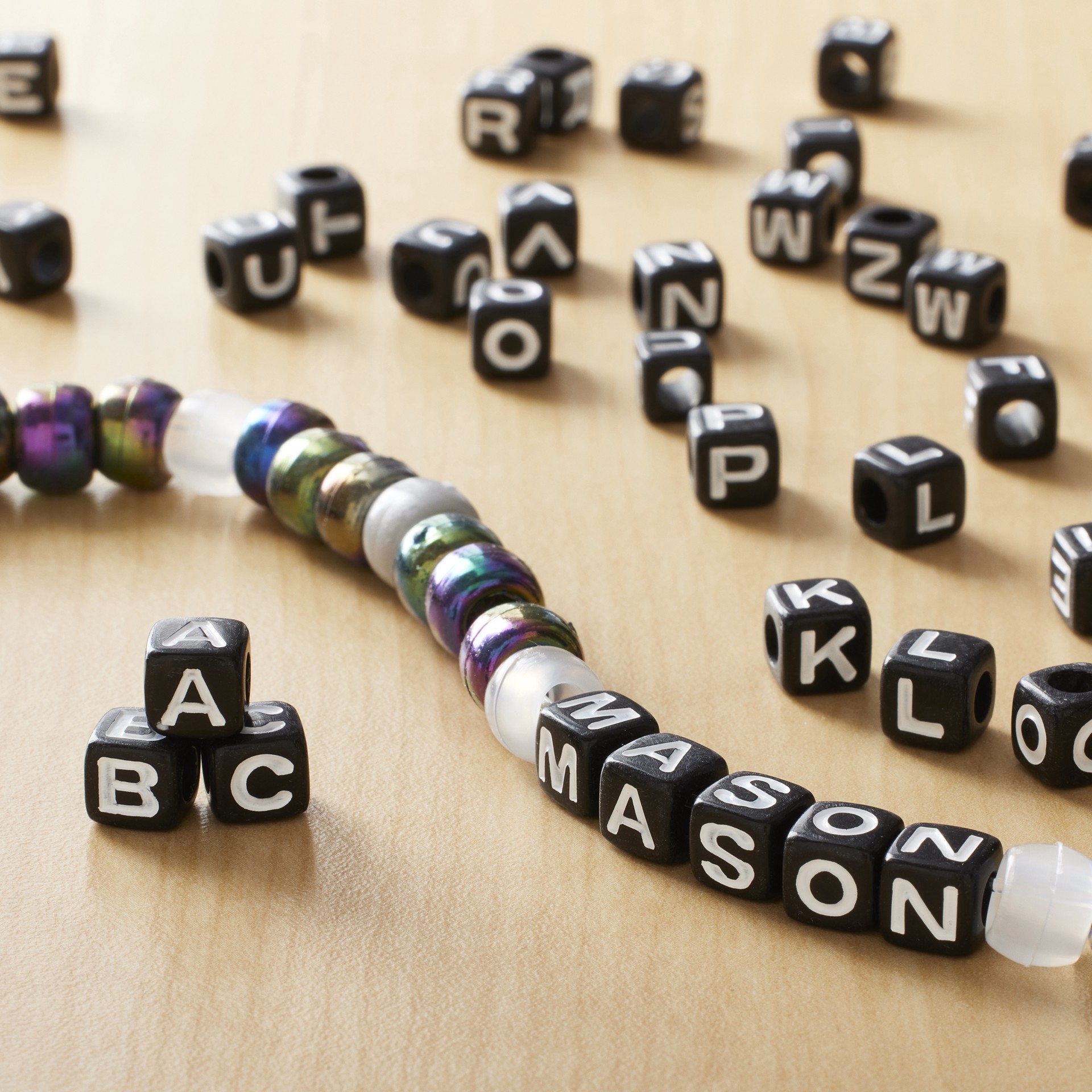 slide 3 of 3, 1/2lb. Black Square Alphabet Beads By Creatology, 6.5mm, 6.5 mm