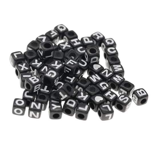 slide 1 of 3, 1/2lb. Black Square Alphabet Beads By Creatology, 6.5mm, 6.5 mm