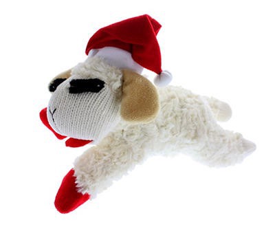 slide 1 of 1, MultiPet Santa Lamb Chop Plush Dog Toy, (6"), 6 in
