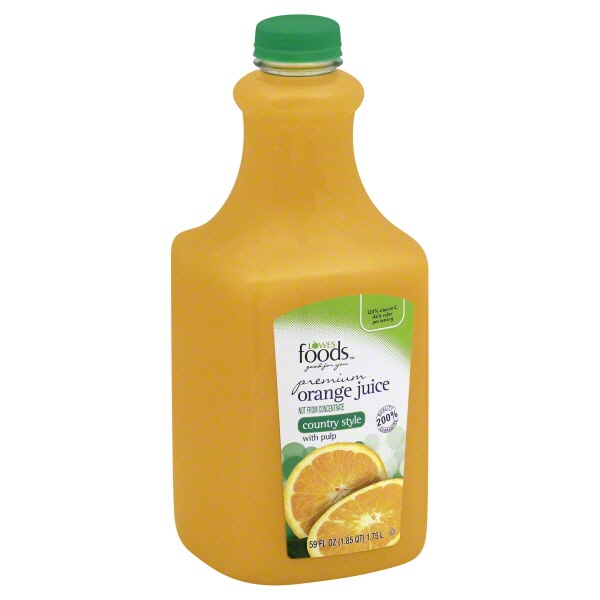 slide 1 of 1, Lowes Foods Premium Orange Juice Country Style - 59 oz, 59 oz