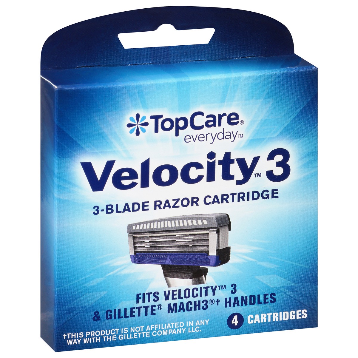 slide 6 of 9, TopCare Cartridges, 3-Blade Razor, Velocity 3, 4 ct