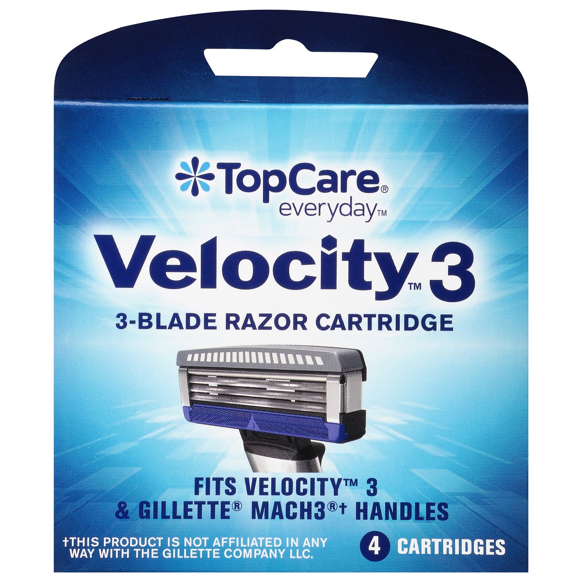 slide 5 of 9, TopCare Cartridges, 3-Blade Razor, Velocity 3, 4 ct