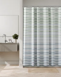 Room & Retreat Seychelles Fabric Shower Curtain, Striped, 70 x 72 in, Blue-Green