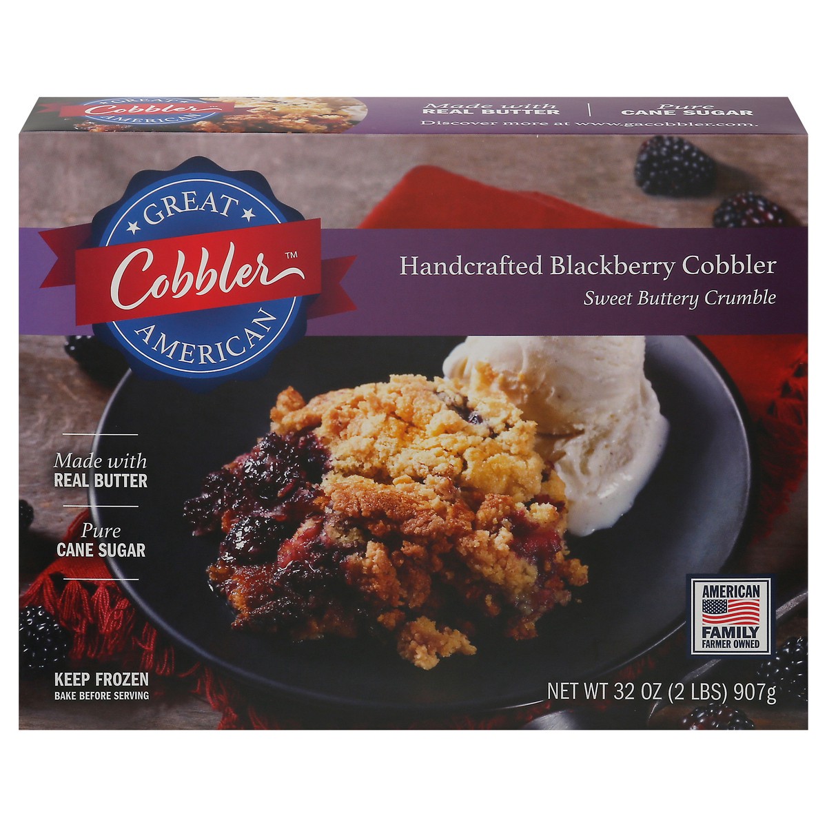 slide 1 of 9, Great American Cobbler Handcrafted Blackberry Cobbler Sweet Buttery Crumble 32 oz, 32 oz