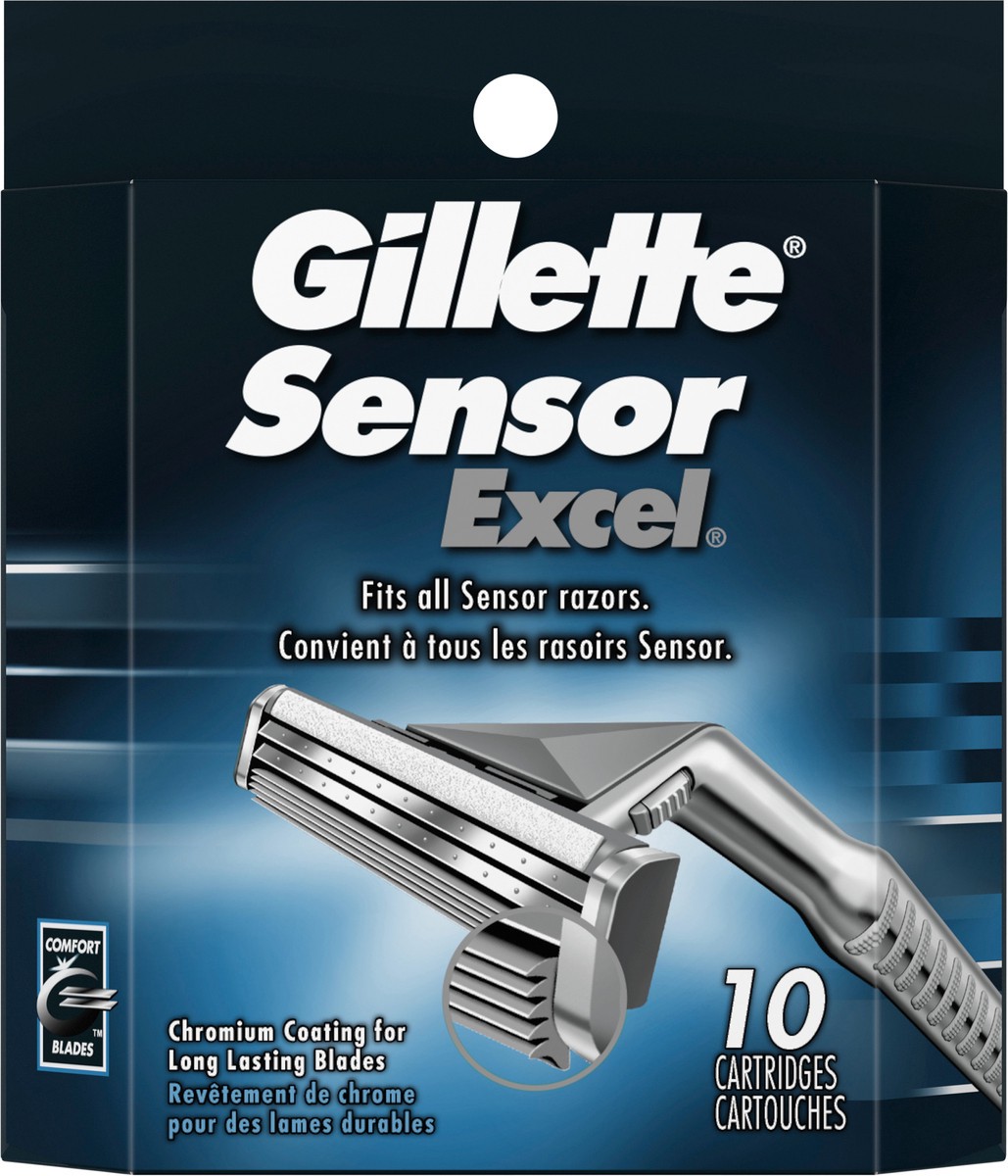 slide 2 of 9, Gillette Sensor Excel Blade Refills, 10 ct