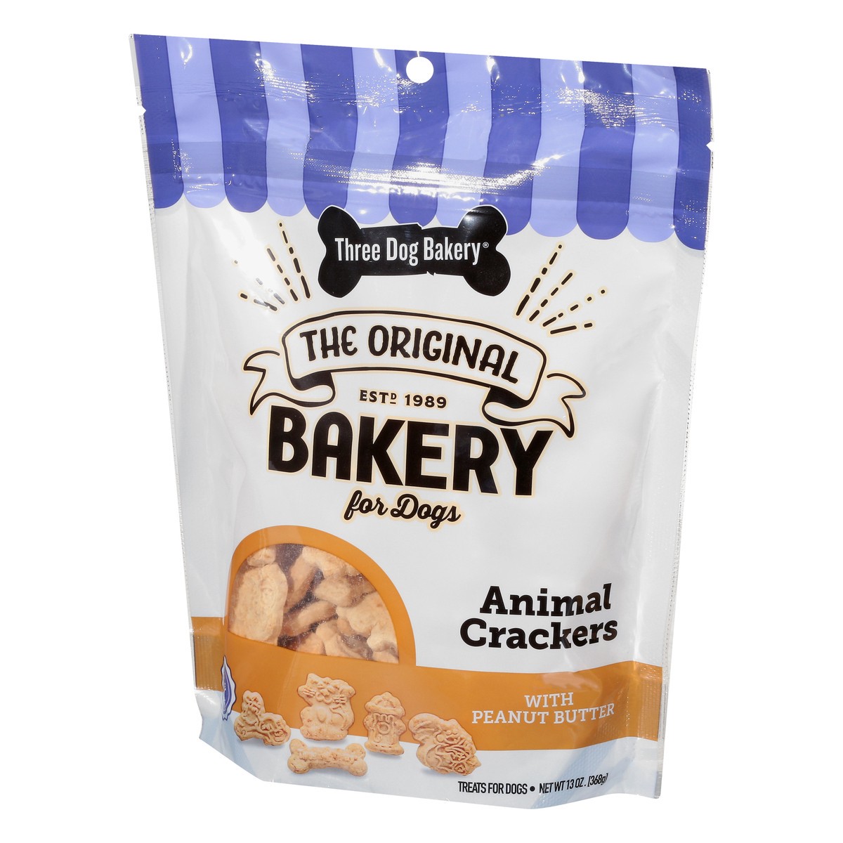 slide 10 of 12, Three Dog Bakery Animal Crackers Peanut Butter Treats for Dogs 13 oz, 13 oz