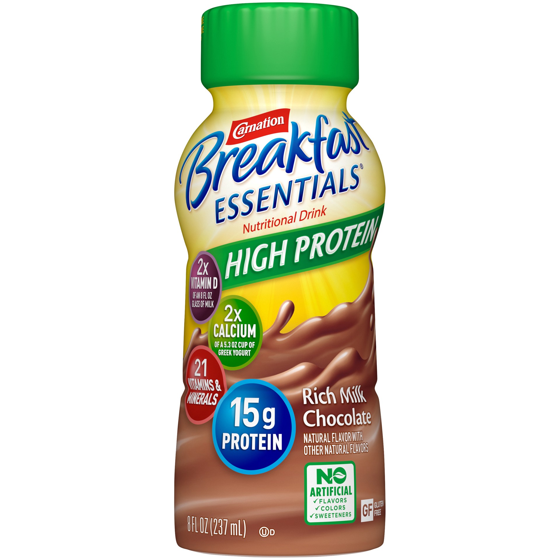 slide 1 of 4, CARNATION BREAKFAST ESSENTIALS HIGH PROTEIN Rich Milk Chocolate - 8 fl oz, 8 fl oz