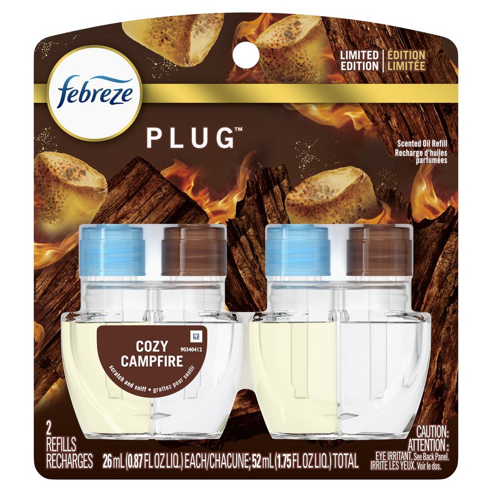 slide 1 of 1, Febreze Plug Cozy Campfire Scented Oil Refill, 2 ct