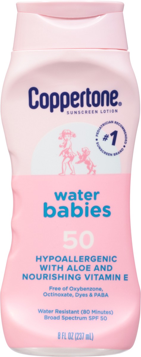 slide 4 of 9, Coppertone Water Babies Broad Spectrum SPF 50 Sunscreen Lotion 8 fl oz, 8 oz
