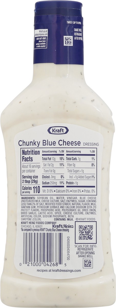 slide 4 of 14, Kraft Chunky Blue Cheese Dressing, 16 fl oz Bottle, 16 fl oz