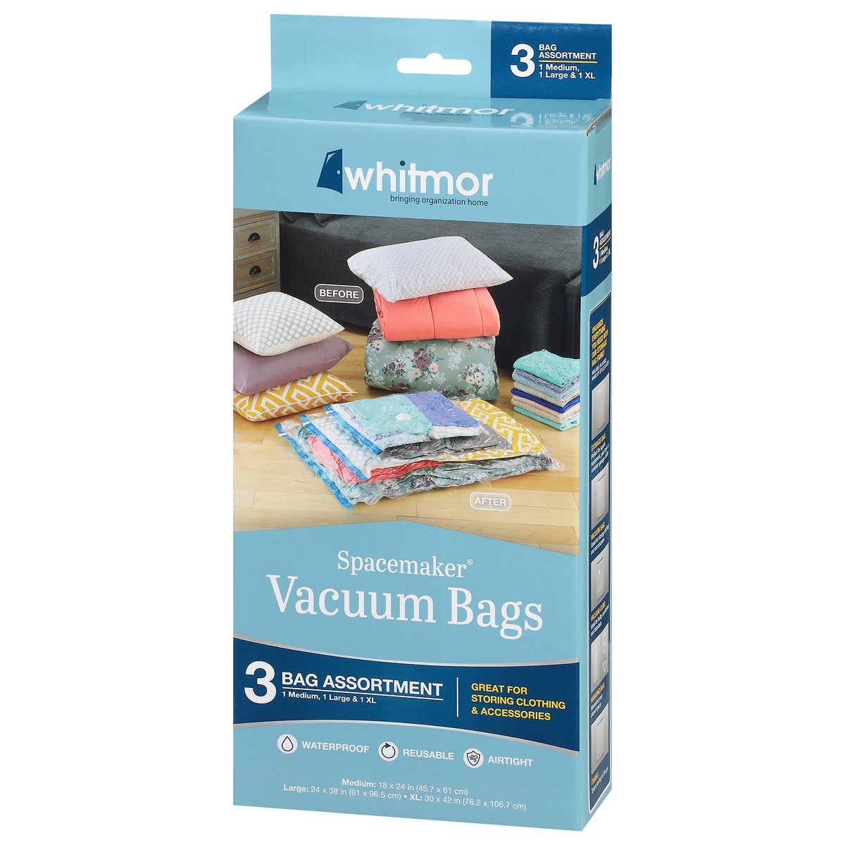 slide 3 of 9, Whitmore Spacemaker Vacuum Bags, 3 ct