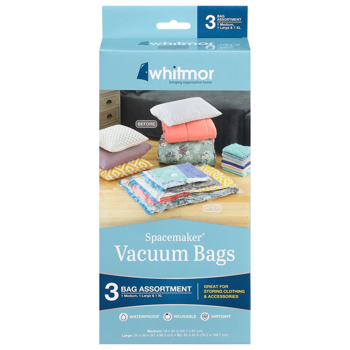 slide 1 of 9, Whitmore Spacemaker Vacuum Bags, 3 ct