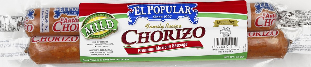 slide 1 of 5, El Popular Chorizo 12 oz, 12 oz