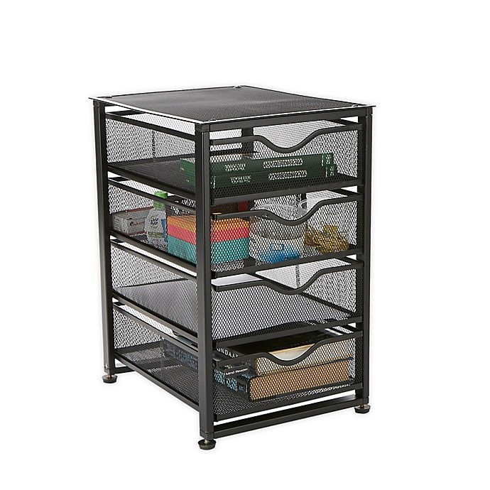 slide 1 of 7, Mind Reader 4-Tier Drawer Utility Cart - Black, 1 ct