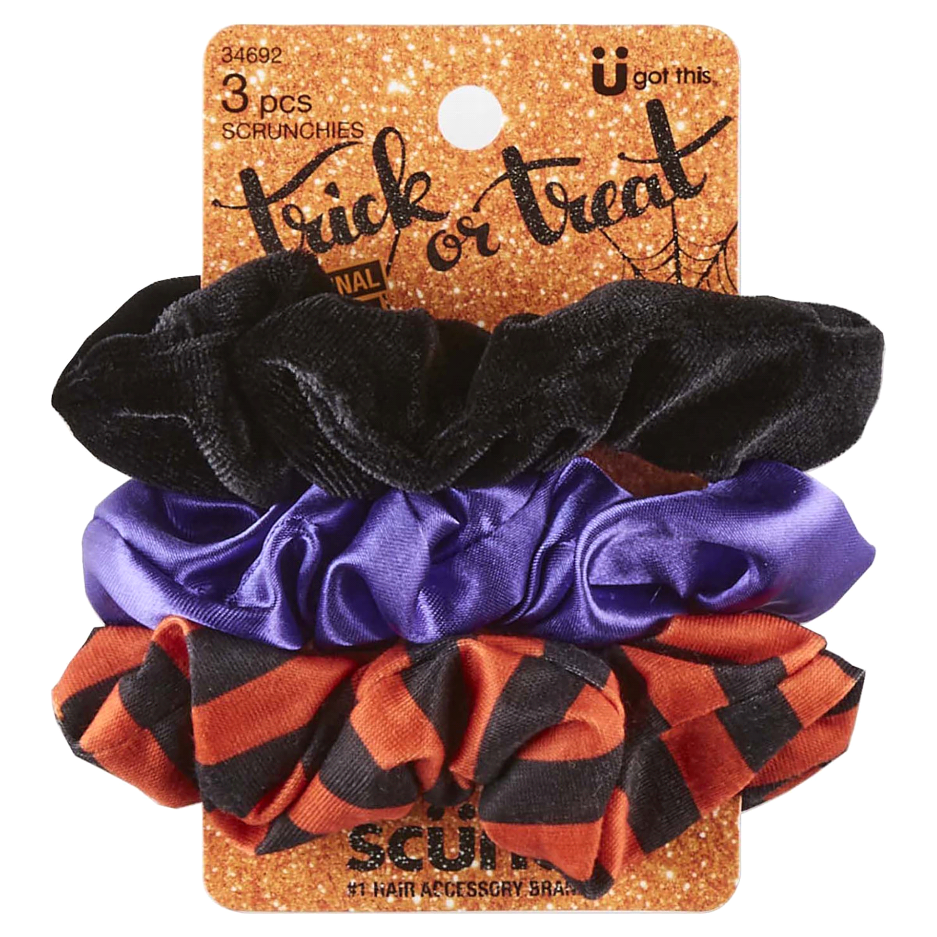 slide 1 of 1, scünci Halloween Twisters Scrunchies, 3 ct