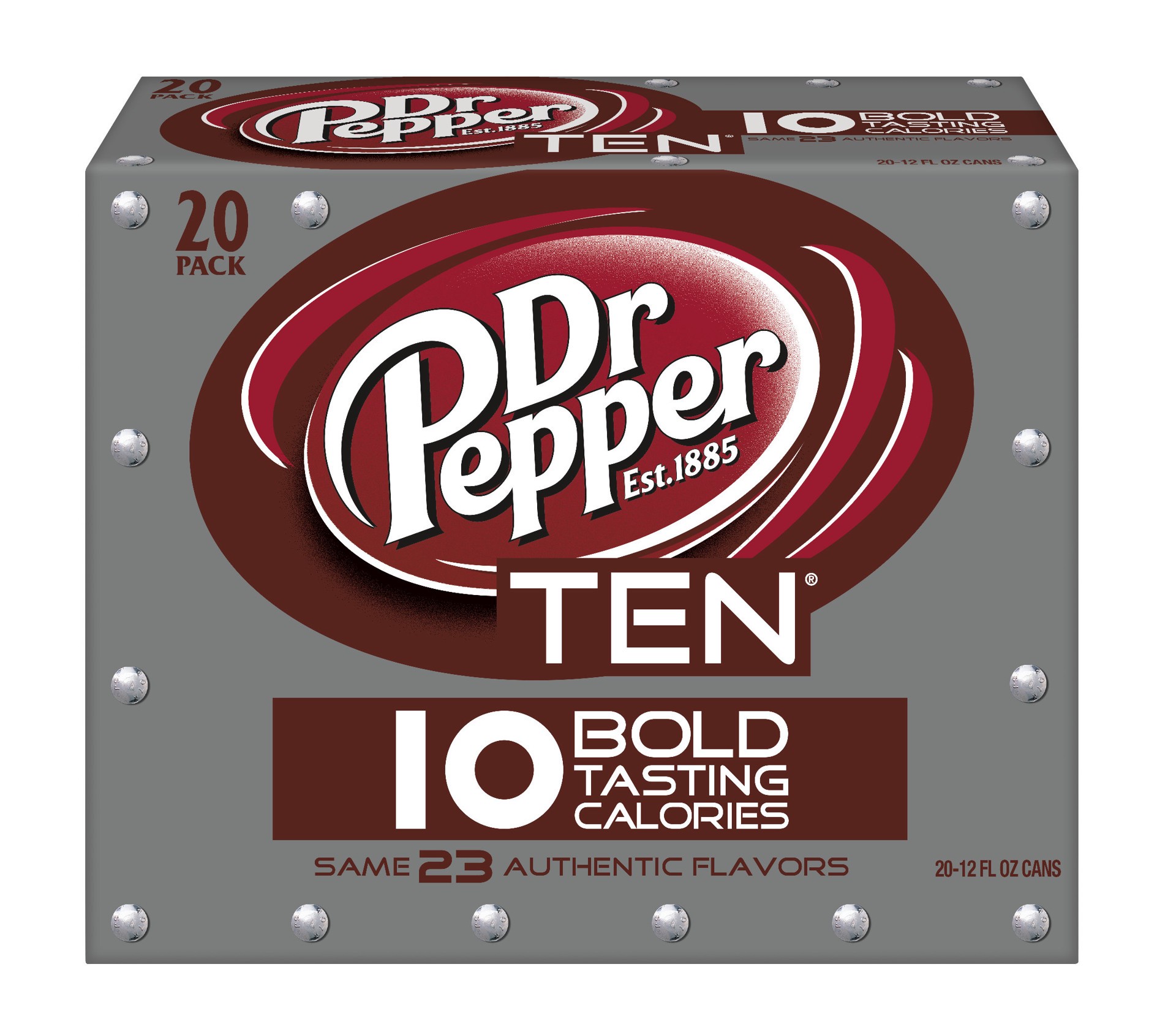 slide 1 of 2, Dr Pepper TEN Soda, 12 fl oz cans, 20 pack, 20 ct