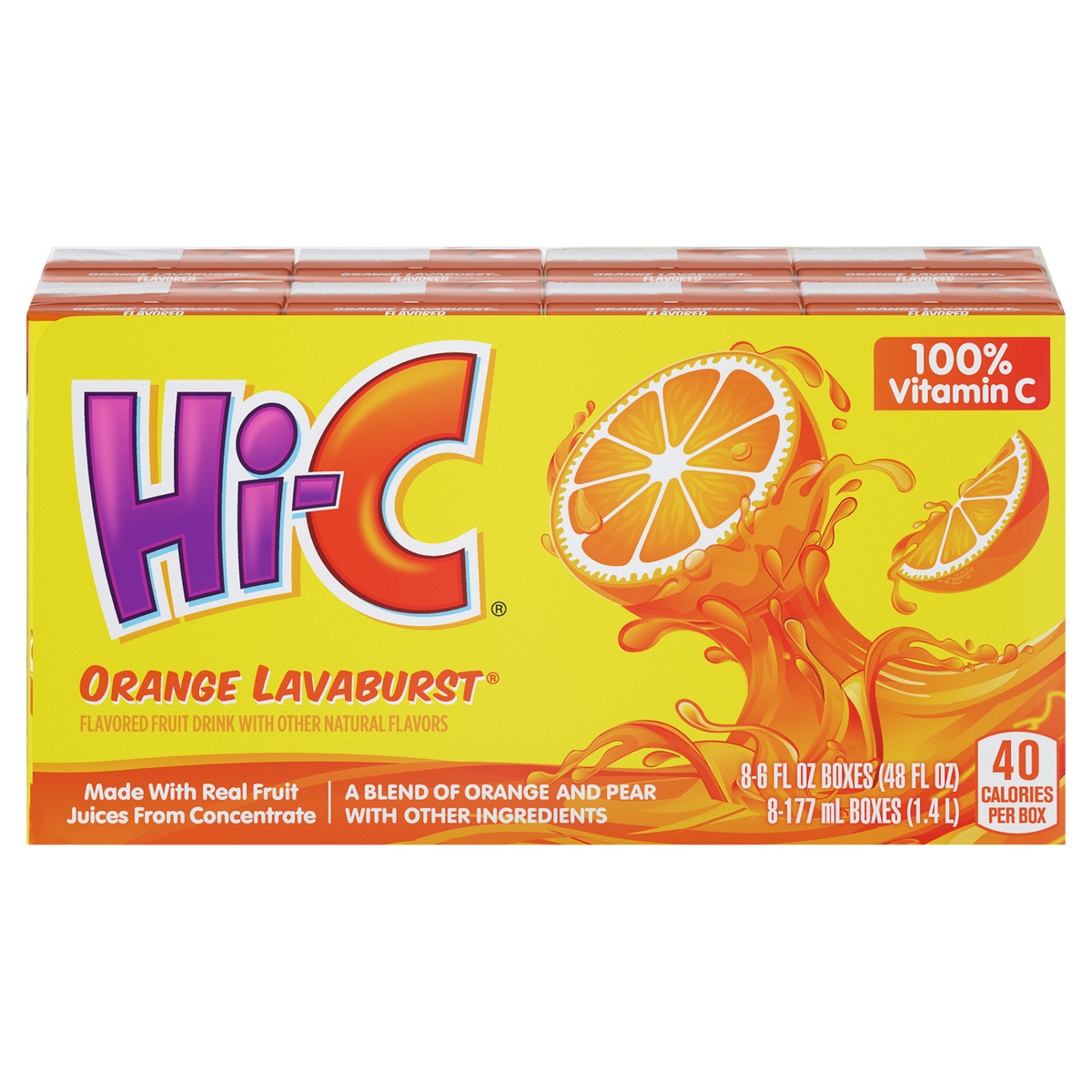 slide 1 of 1, Hi-C Orange Lavaburst Cartons, 6 fl oz, 8 Pack, 8 ct; 6 fl oz