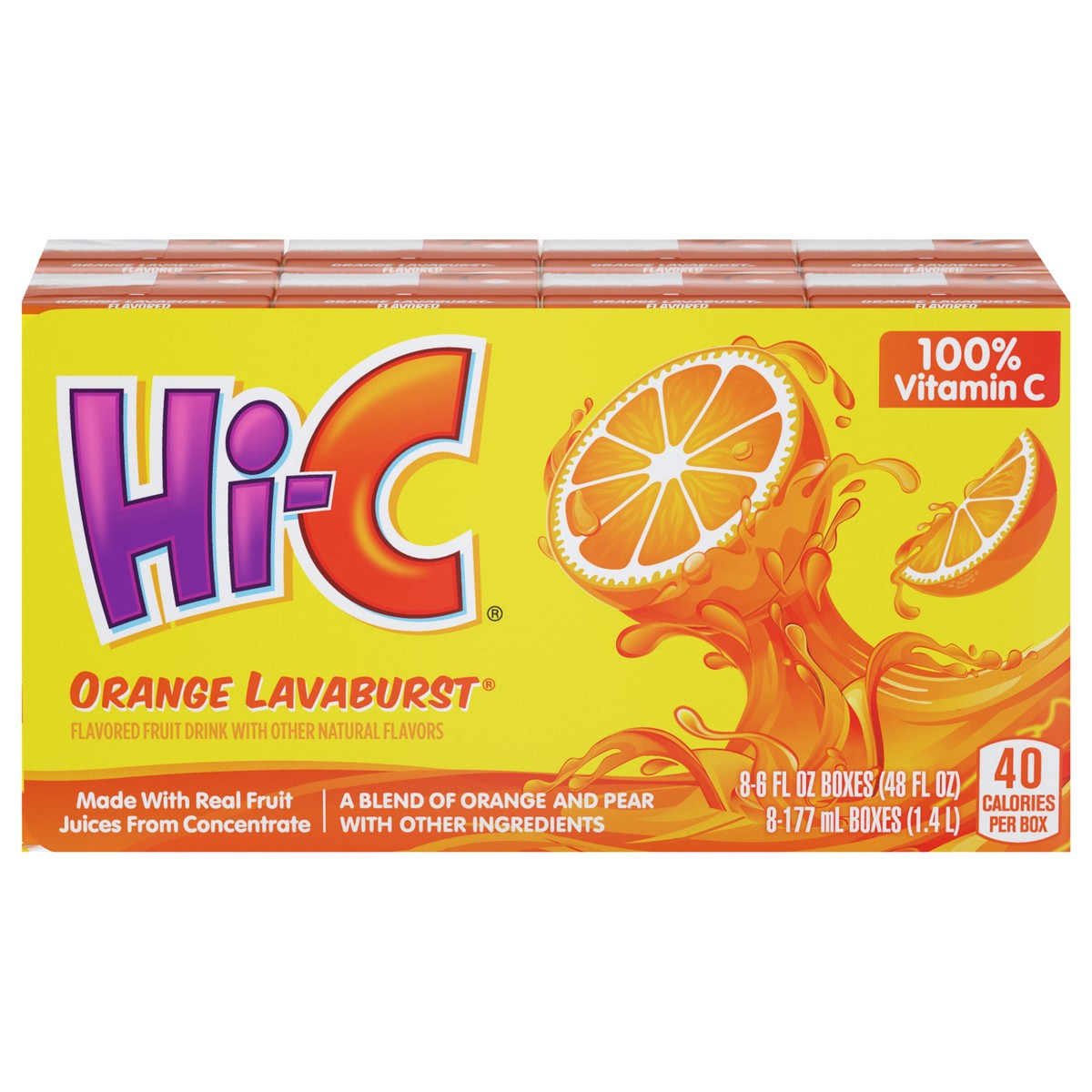 slide 1 of 9, Hi-C Orange Lavaburst Cartons, 6 fl oz, 8 Pack, 8 ct