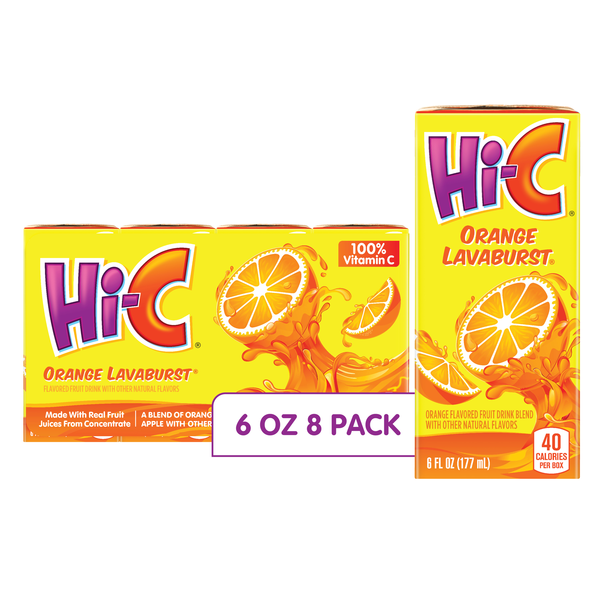 slide 1 of 9, Hi-C Orange Lavaburst Cartons, 8 ct; 6 fl oz
