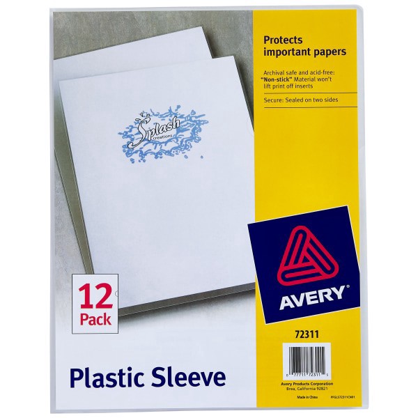slide 1 of 7, Avery Clear Polypropylene Plastic Sleeves, Letter, 12 ct