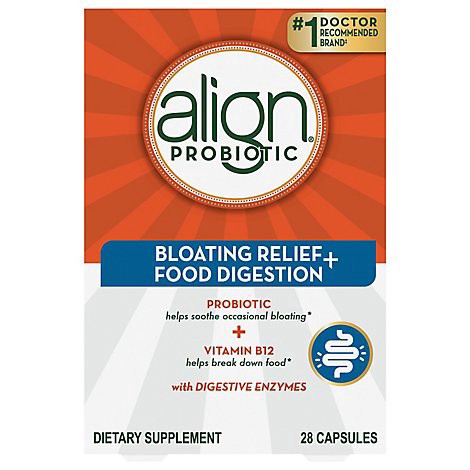 slide 1 of 1, Align Probiotic Bloating Relief Food Digestion, 28 Capsules - 28 CT, 28 ct