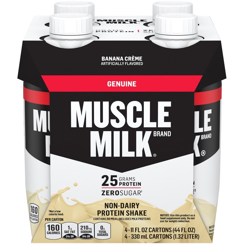 slide 1 of 1, Muscle Milk Non Dairy Protein Shake, Banana Creme, 11 oz