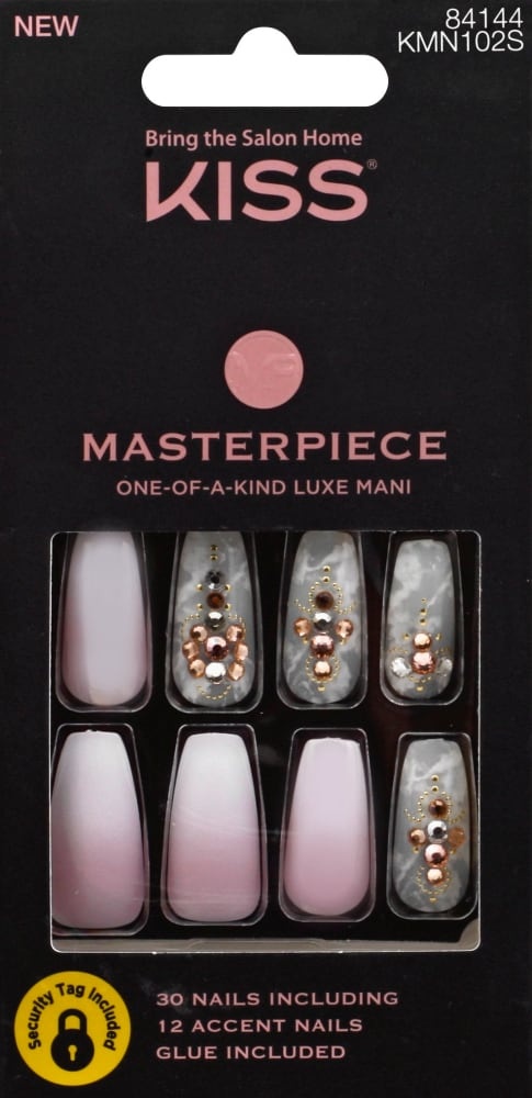 slide 1 of 1, Kiss Masterpiece Luxe Mani Nail Set, Roses Gold, 30 ct