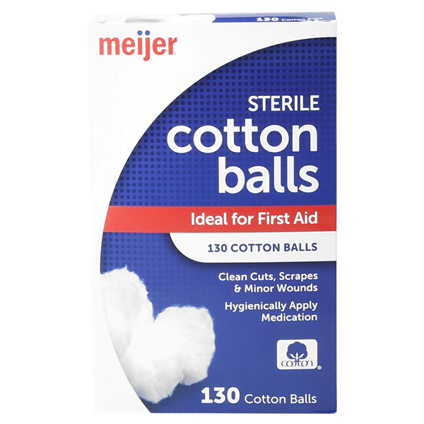 slide 1 of 1, Meijer Sterile Cotton Balls, 130 ct