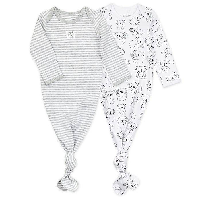 slide 1 of 5, Mac & Moon Newborn Koala Organic Cotton Gowns - Grey, 2 ct