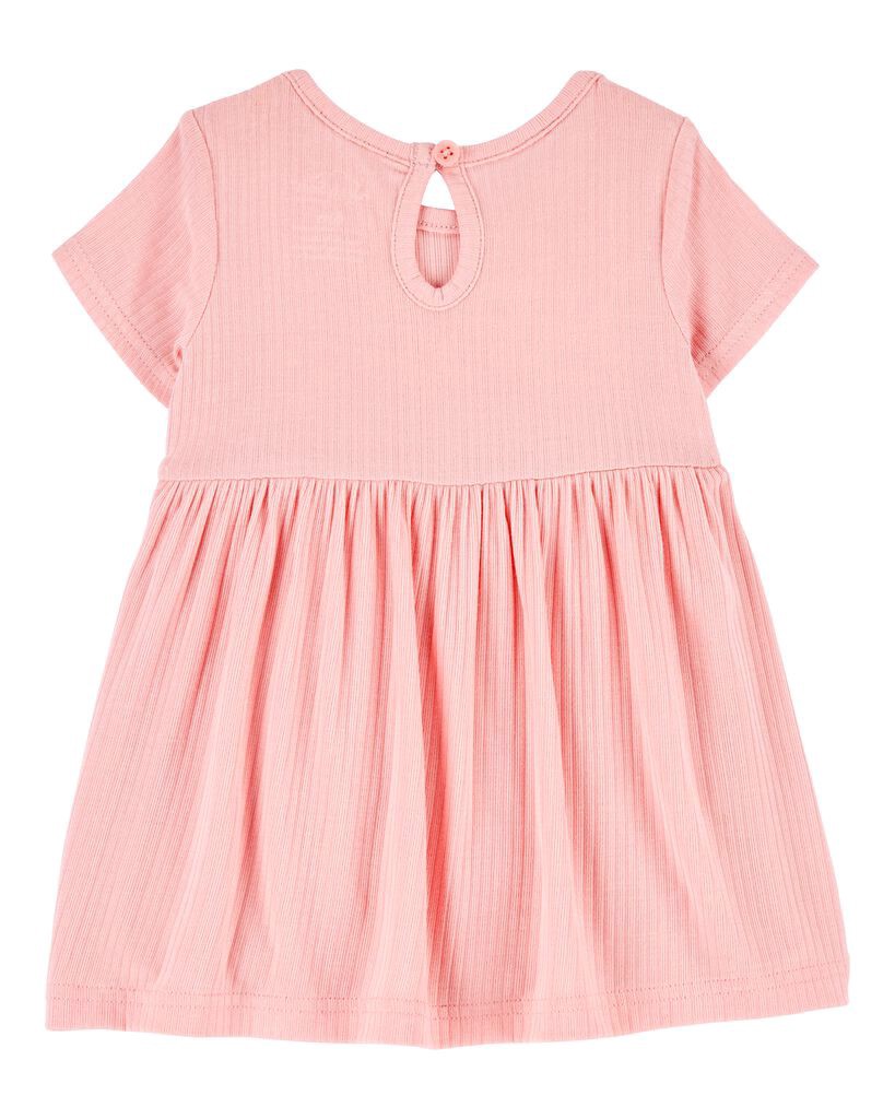 slide 3 of 5, Carter's Baby Solid PurelySoft Bodysuit Dress - Pink Pink 24M, 1 ct