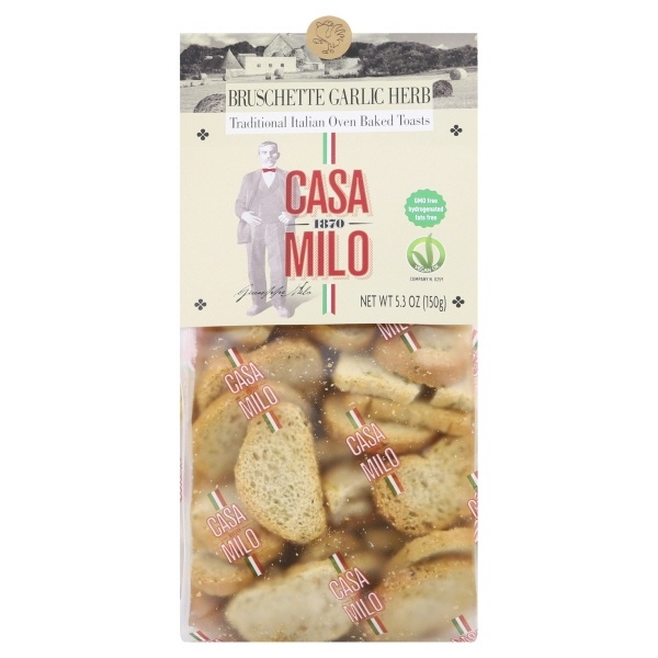 slide 1 of 1, Casa Milo Bruschette Garlic And Herb Italian Crackers, 5.3 oz