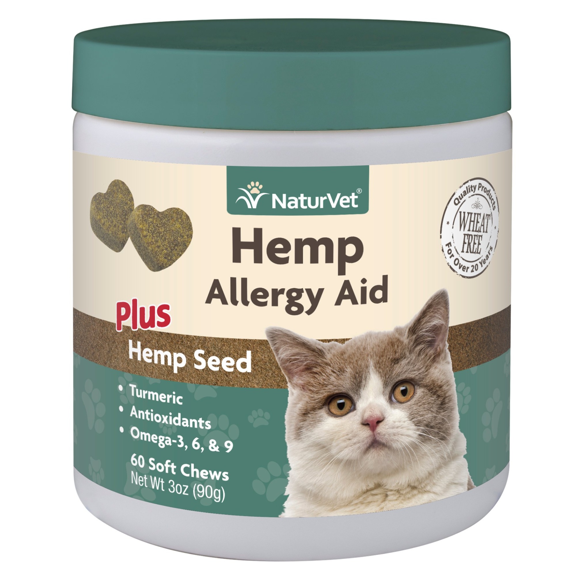 slide 1 of 1, NaturVet Hemp Allergy Aid Plus Hemp Seed Soft Chew for Cats, 60 ct; 0.5 lb