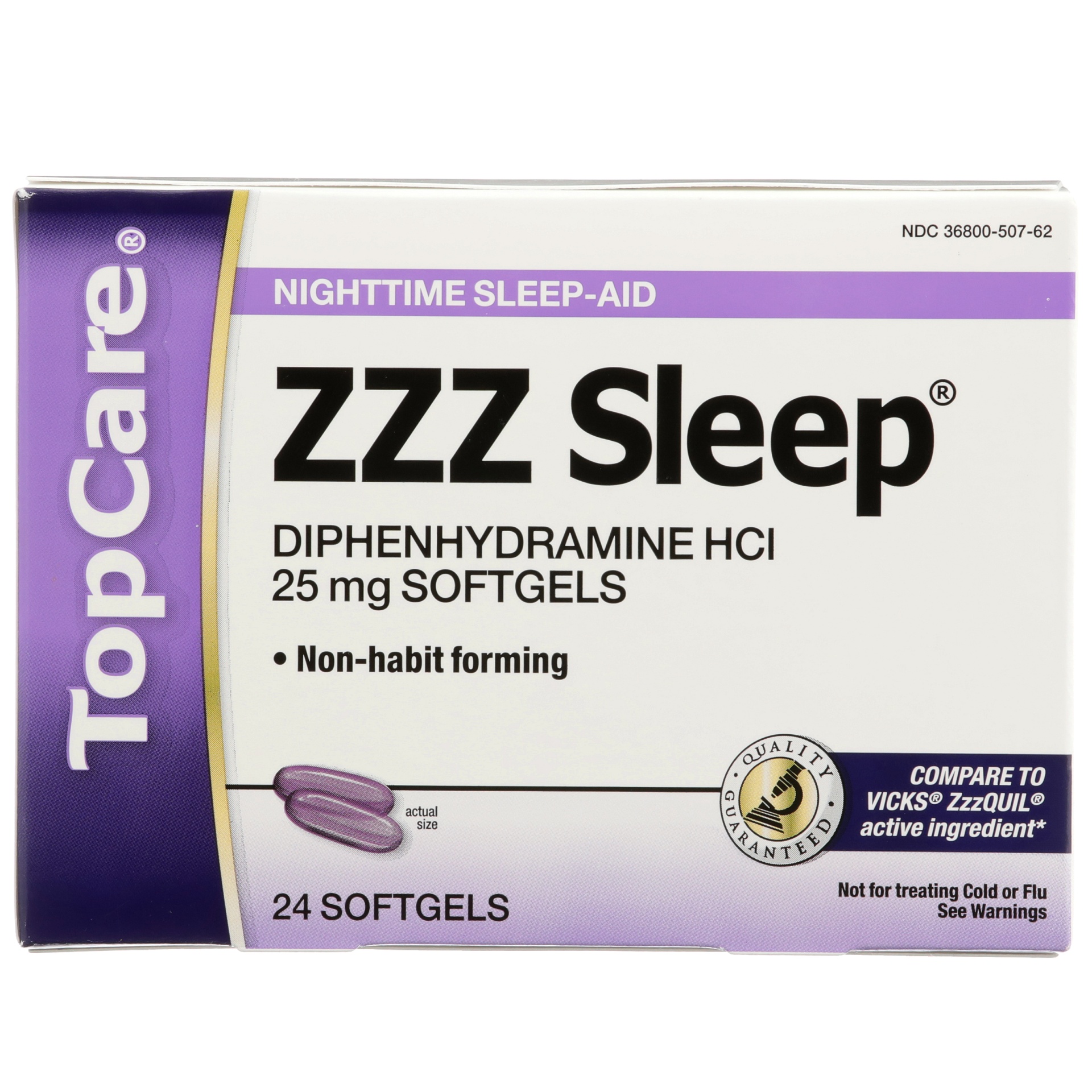 slide 1 of 6, TopCare ZZZ Sleep, 25 mg, Softgels, 24 ct