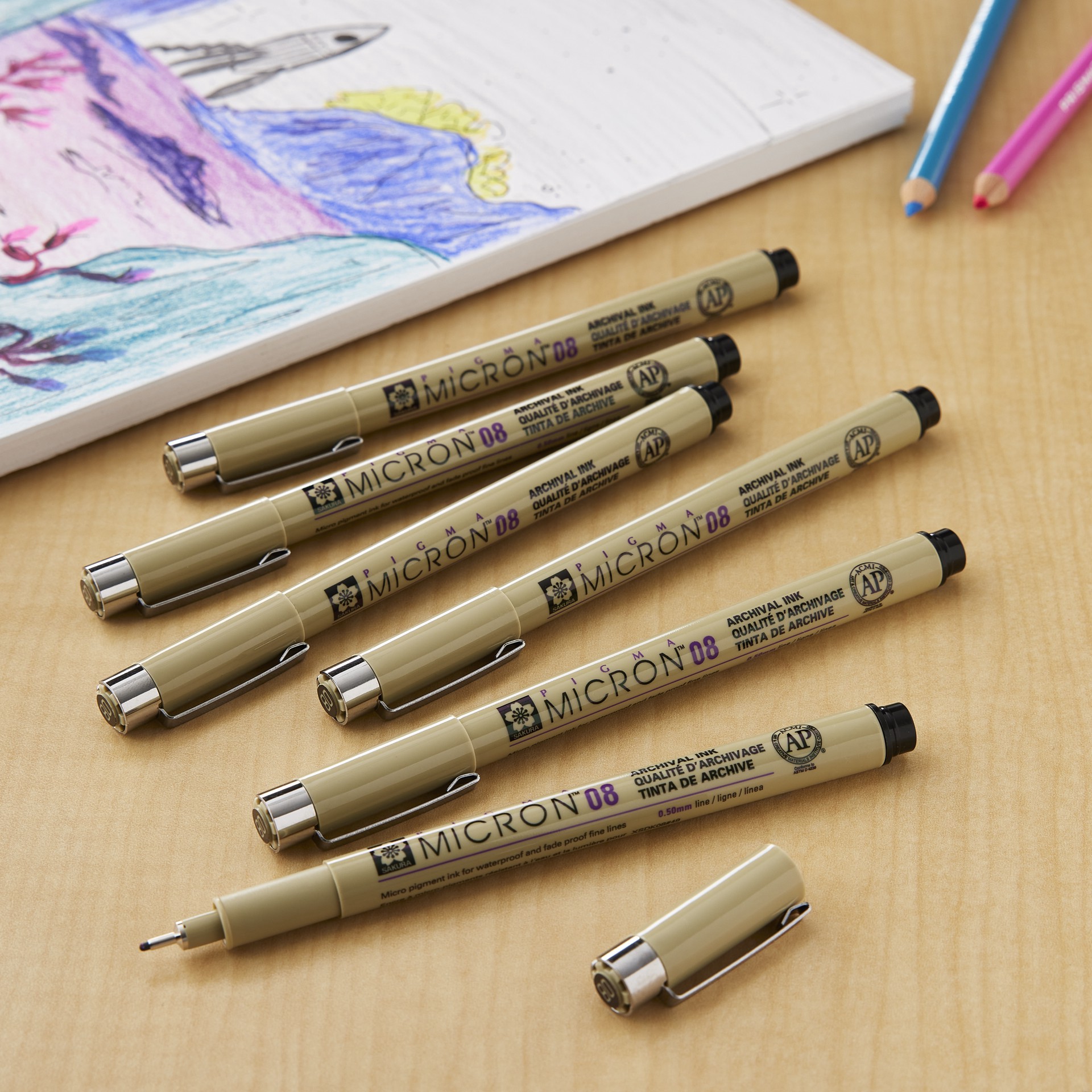 slide 2 of 3, Sakura Pigma Micron 08 Fine Line Black Pens, 6ct., 6 ct