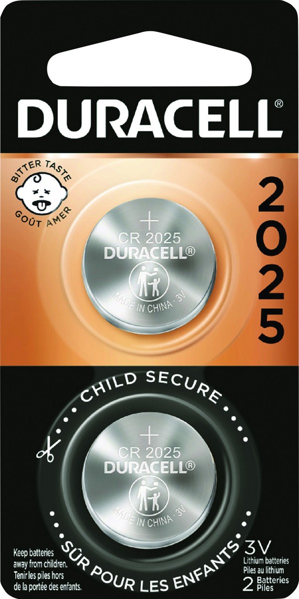 slide 1 of 2, Duracell 2025 3V Lithium Coin Battery, 2 pk