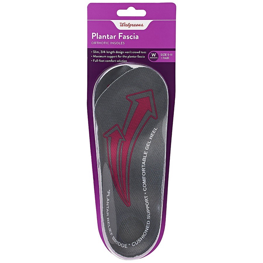slide 1 of 1, Walgreens Women's Plantar Fasciitis Orthotic Cushion Insoles, 1 ct