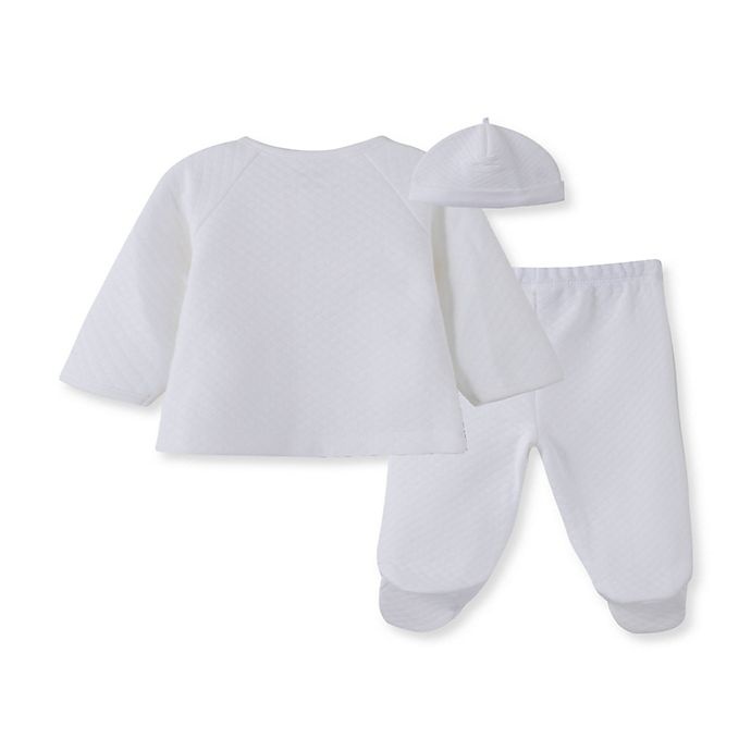 slide 2 of 2, Little Me Newborn Kimono, Footed Pant, and Hat Set - White, 3 ct